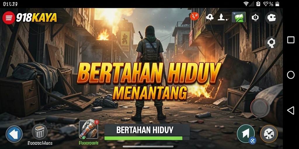 Tampilan antarmuka game 918KAYA dengan elemen Bertahan Hidup.