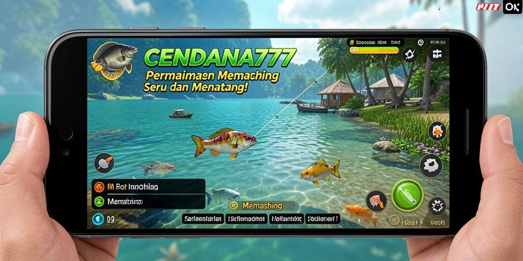 Antarmuka game Memancing CENDANA777 yang menarik dan penuh warna.