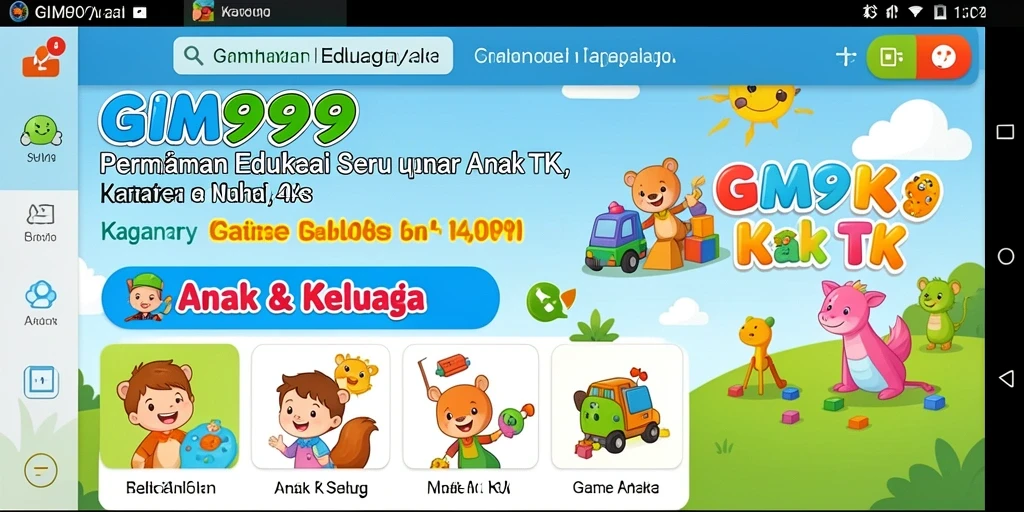 Antarmuka pengguna GIM999 yang ceria dan interaktif untuk anak-anak.