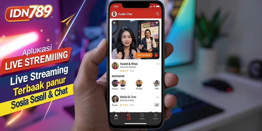Antarmuka interaktif dan menarik dari aplikasi Live Streaming IDN789.