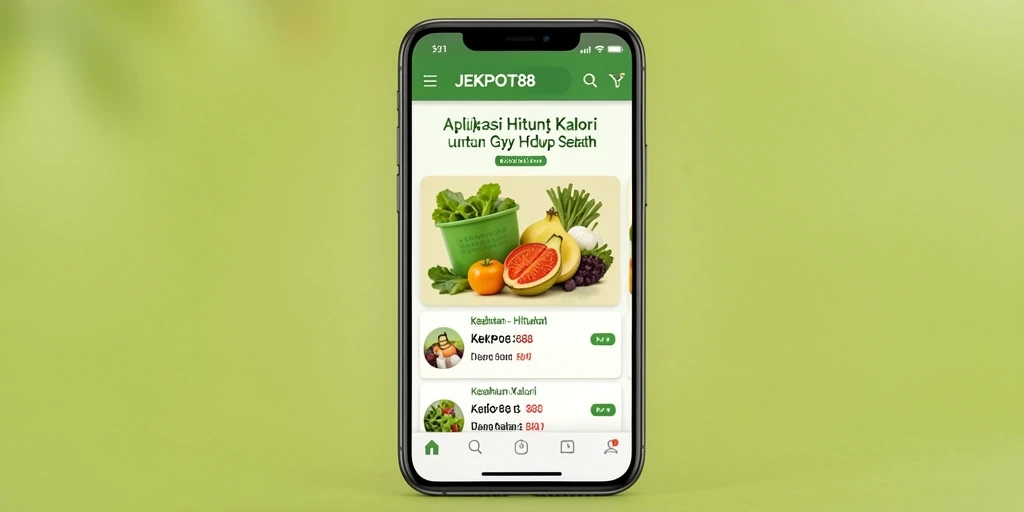 Antarmuka pengguna JEKPOT88 menampilkan fungsi Hitung Kalori yang intuitif.