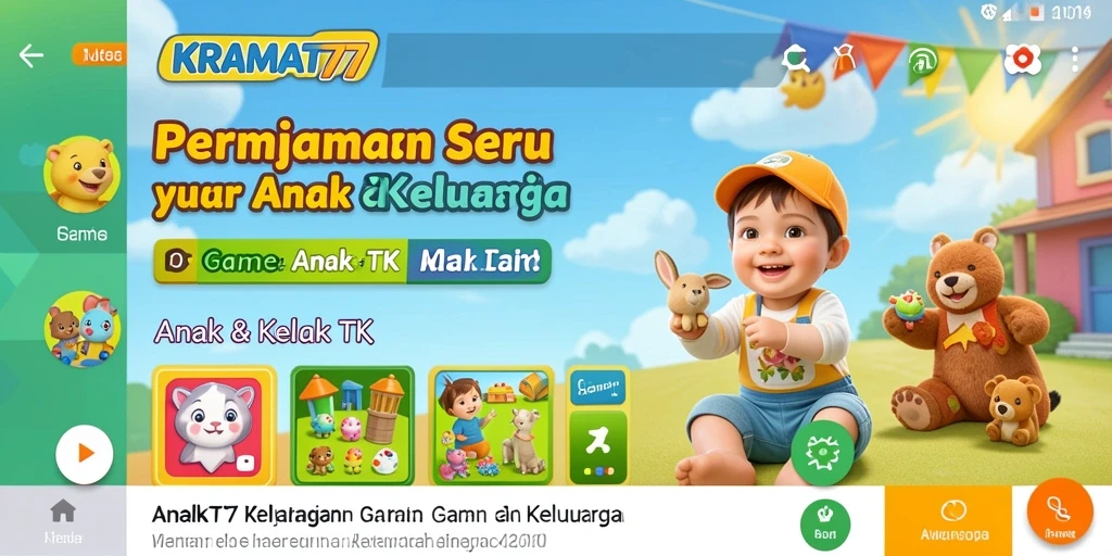 Tampilan antarmuka KRAMAT77 yang ceria dan ramah anak.