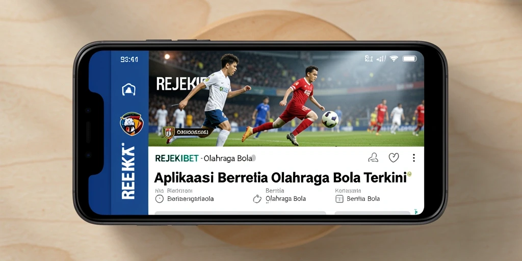 Tampilan layar utama aplikasi REJEKIBET dengan berita Olahraga Bola.