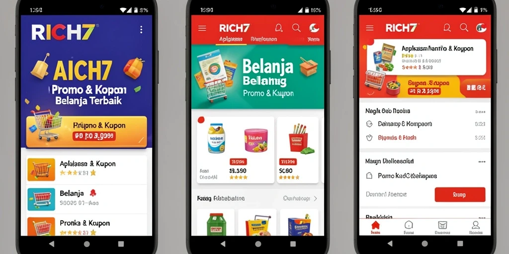 Tampilan antarmuka RICH7 dengan fungsi kupon yang mudah diakses.