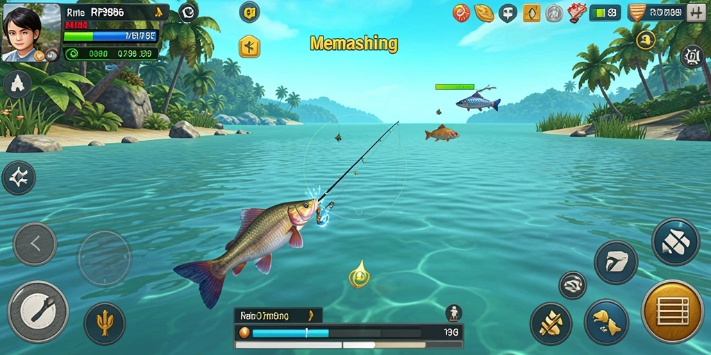 Menampilkan antarmuka seru saat memancing di RP886.