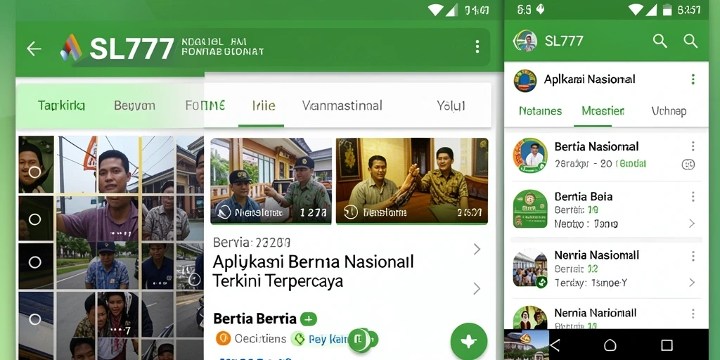 Antarmuka utama aplikasi SL777 dengan berita nasional terkini.