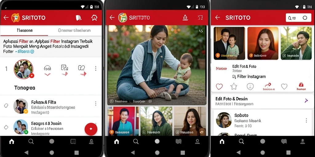 Antarmuka SRITOTO dengan pilihan filter Instagram yang menarik.