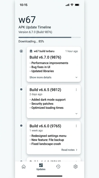 Riwayat Versi w67 untuk Pengguna Android